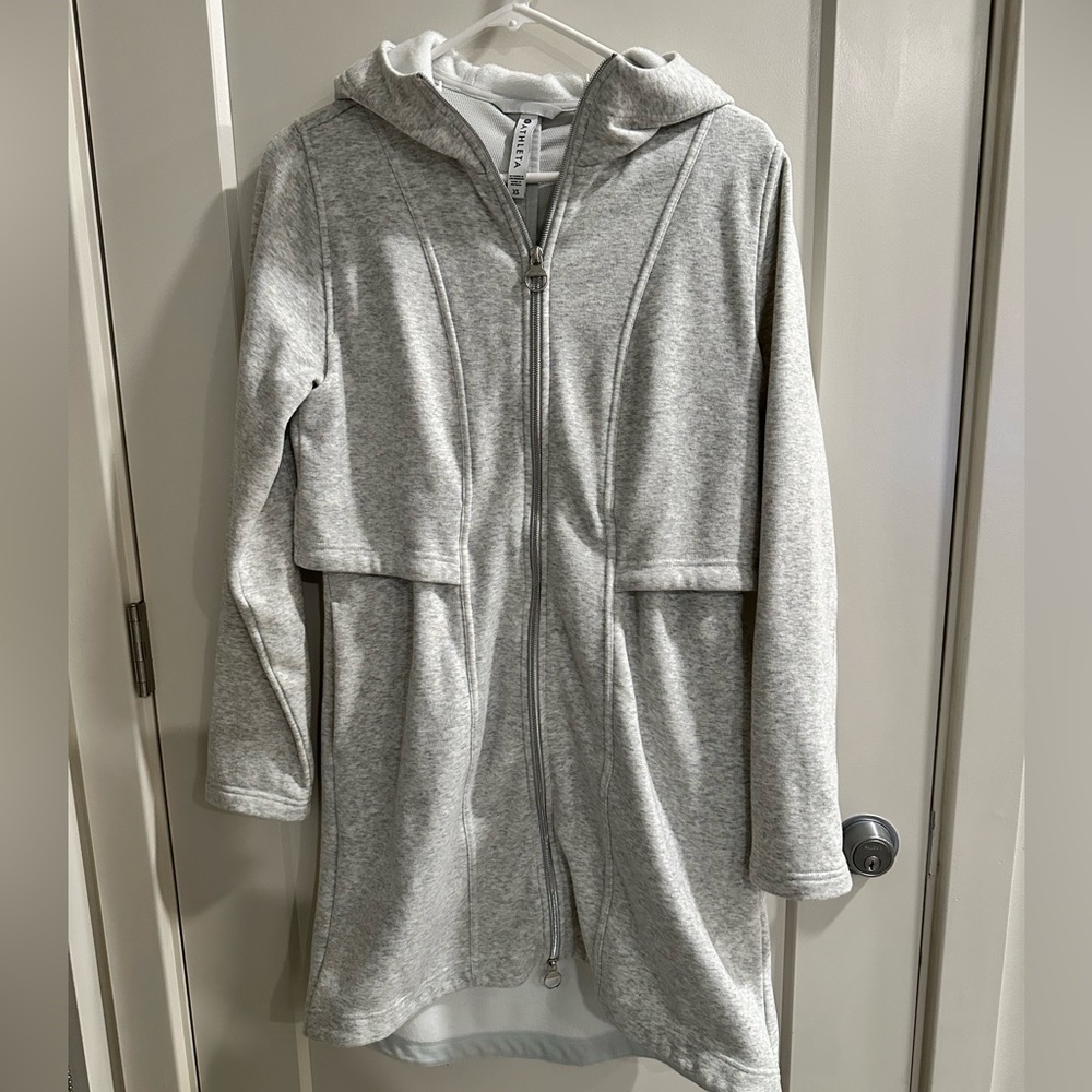 Athleta Fleece Sweatshirt Jacket XS Lt gray